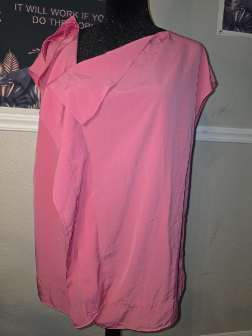 Ellen Tracy Hot Pink One-Shoulder Top